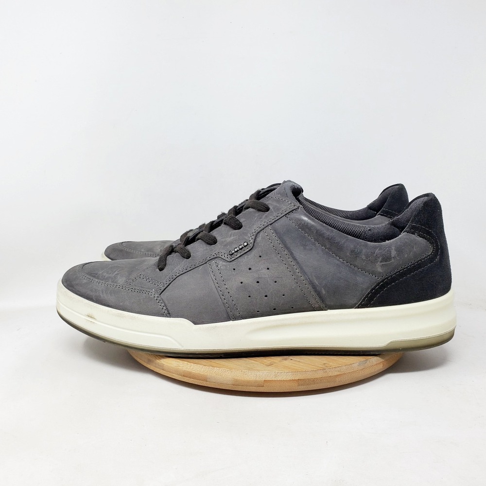 ECCO Jack Shoes Mens 47 Grey Nubuck Leather Lace Up Sneaker Casual Office